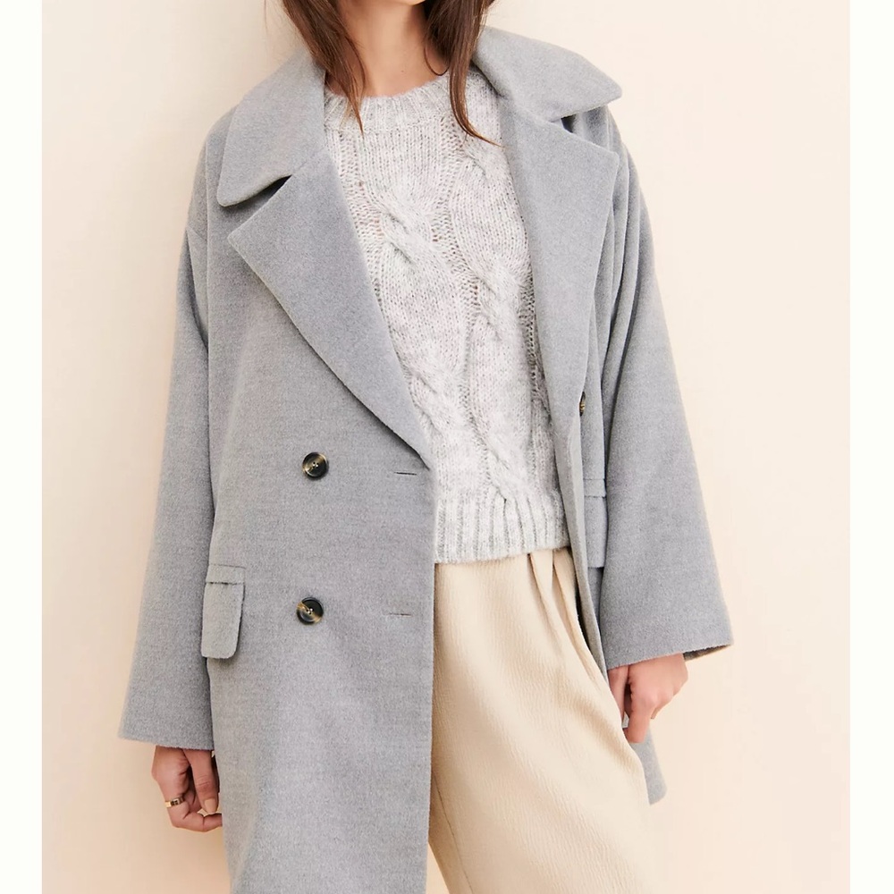 Anthropologie - Du Paradis Brushed Overcoat in Gray (XXL)